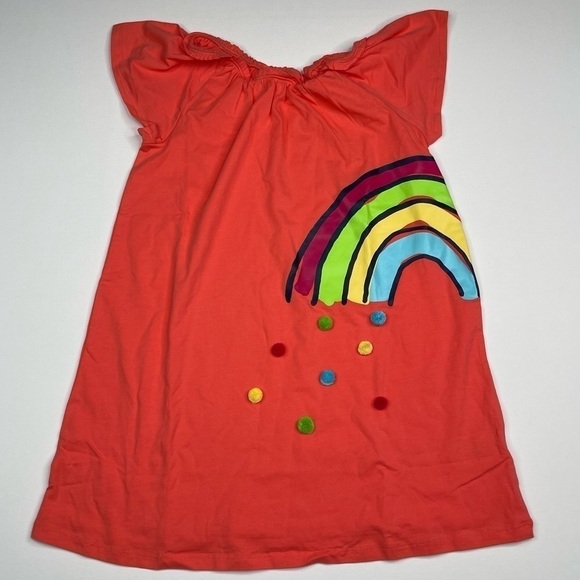 Land’s End Dress Rainbow Pom Pom Summer Spring Beach Swim Coverup Vacation New - Picture 1 of 14